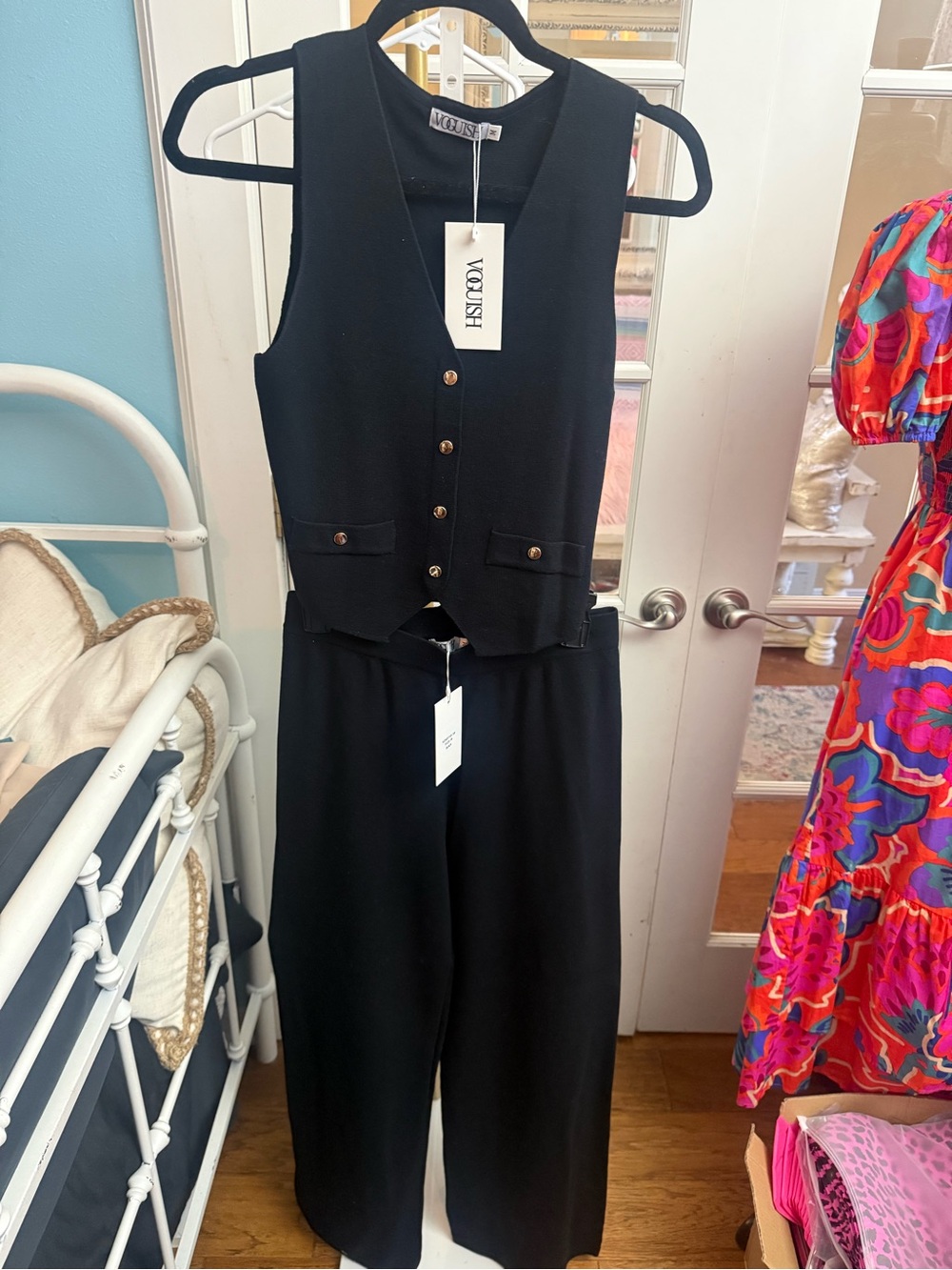 Vince Camuto Black Wide-Leg Jumpsuit with Vest